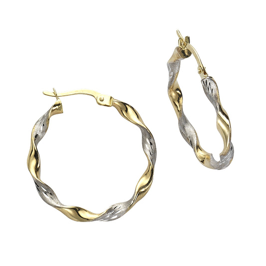 Ohrringe 333/- Gold rhodiniert (teil) 2,5cm ohne