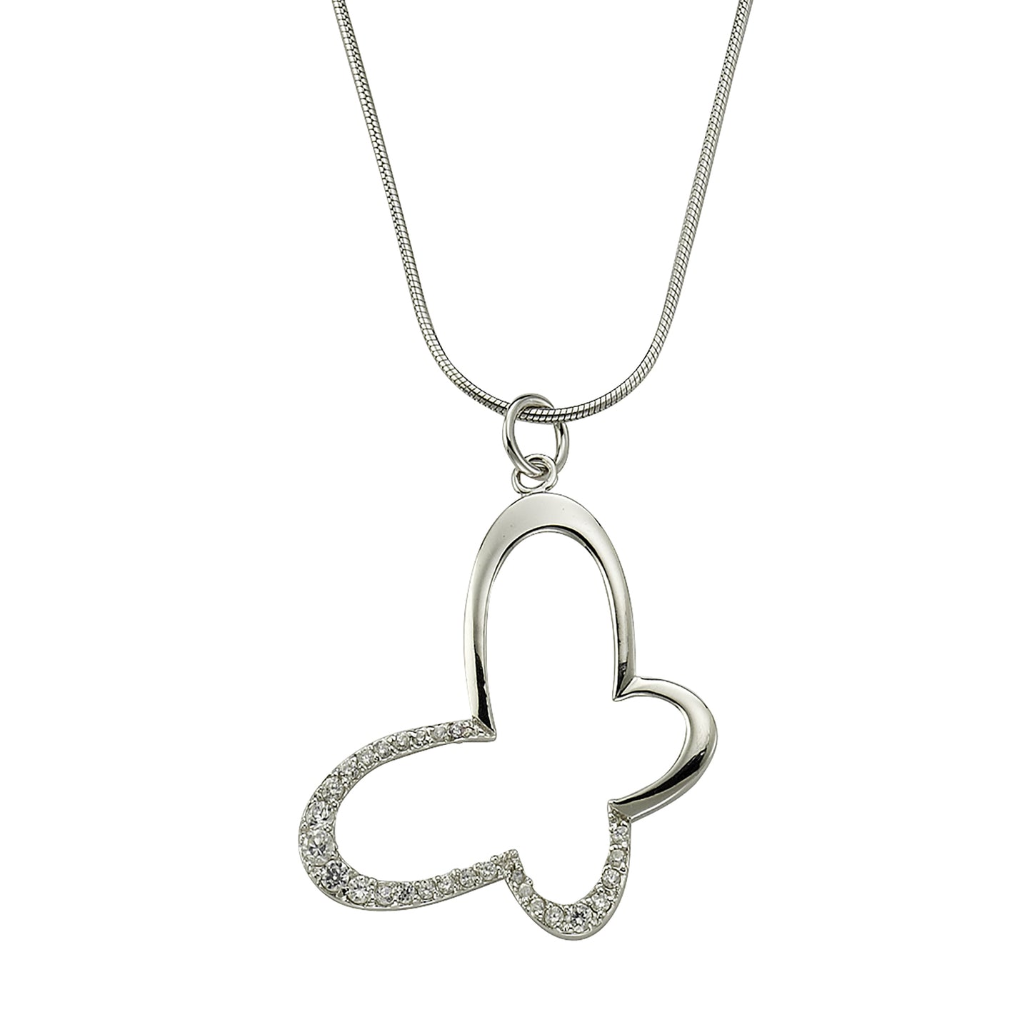 Anhänger mit Kette Schlangenkette 925/- Sterling Silber rhodiniert 47,0cm Zirkonia