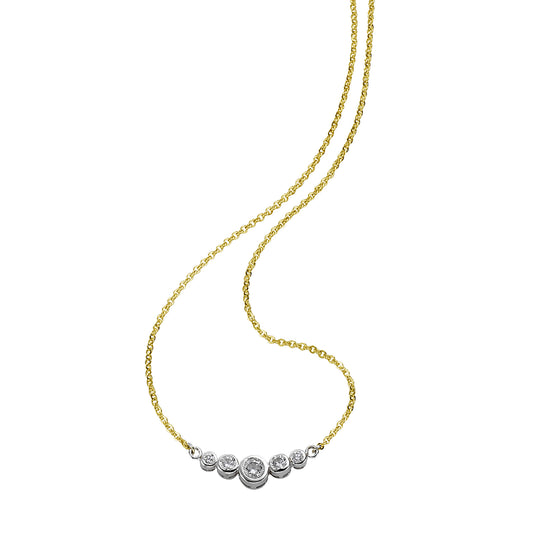 Collier Flachankerkette 333/- Gold rhodiniert (teil) 45 cm Zirkonia