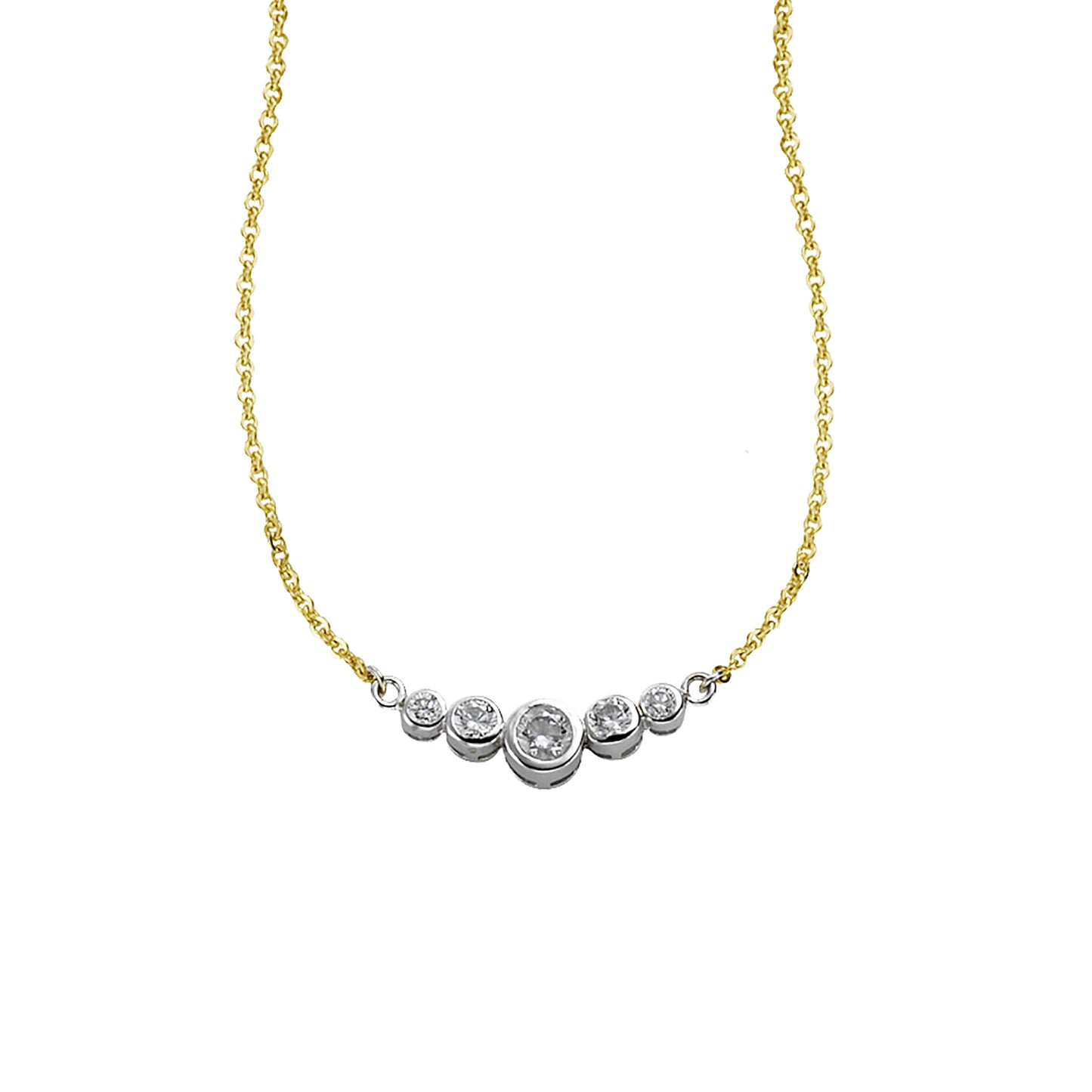 Collier Flachankerkette 333/- Gold rhodiniert (teil) 45 cm Zirkonia