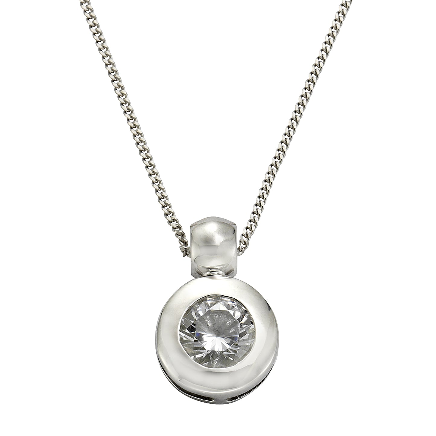 Anhänger mit Kette Panzerkette 925/- Sterling Silber rhodiniert 45cm Zirkonia