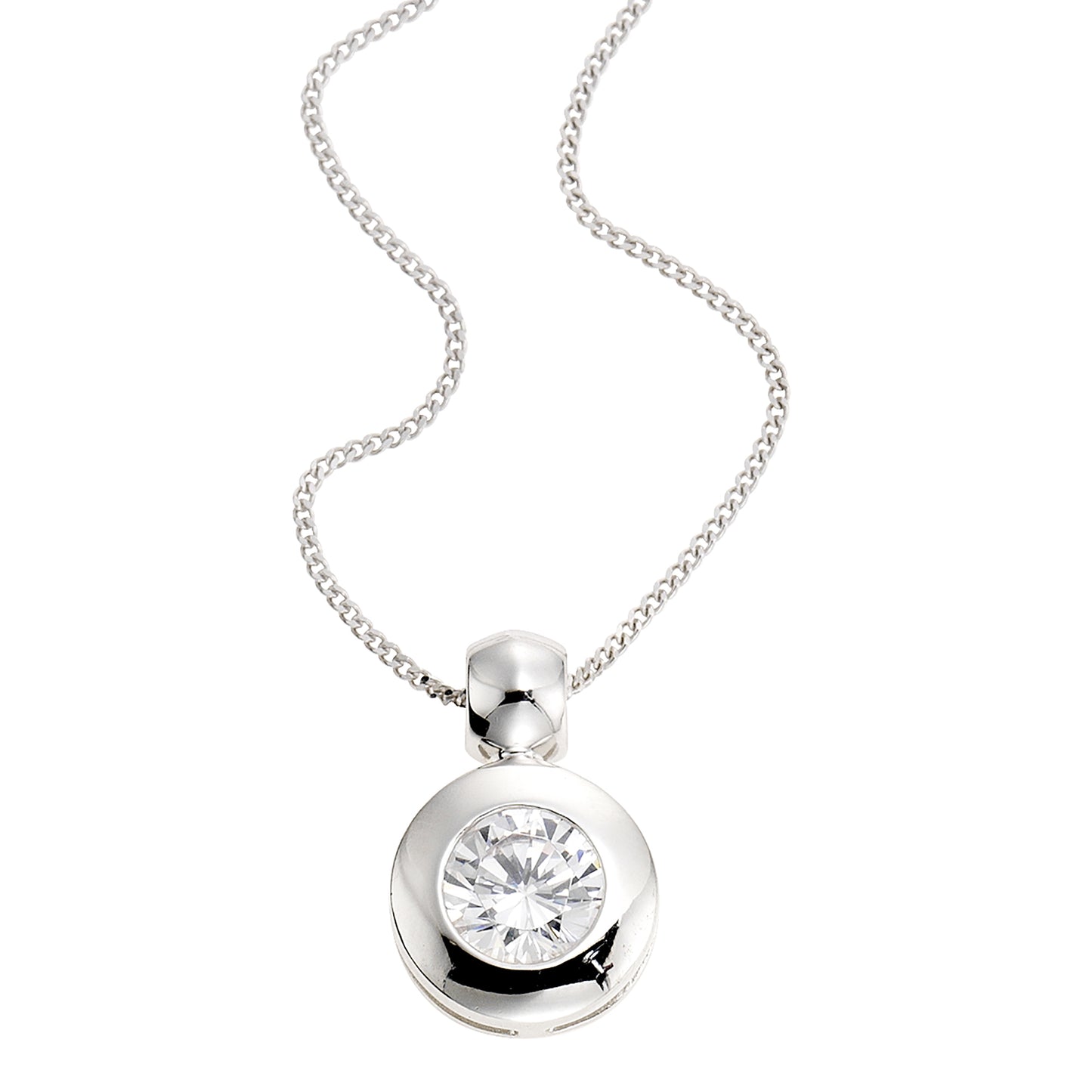 Anhänger mit Kette Panzerkette 925/- Sterling Silber rhodiniert 45cm Zirkonia