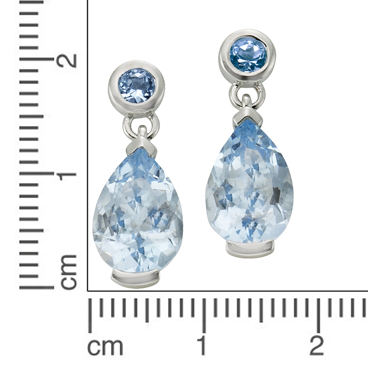 Ohrringe 585/- Gold rhodiniert 1,9cm Blautopas beh.