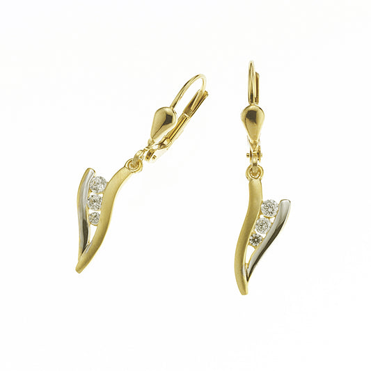 Ohrhänger 333/- Gold rhodiniert (teil) 3,0cm Zirkonia