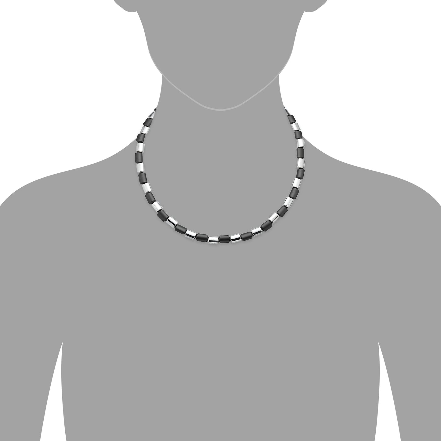 Halskette Gliederkette Edelstahl 45,0cm Hämatit