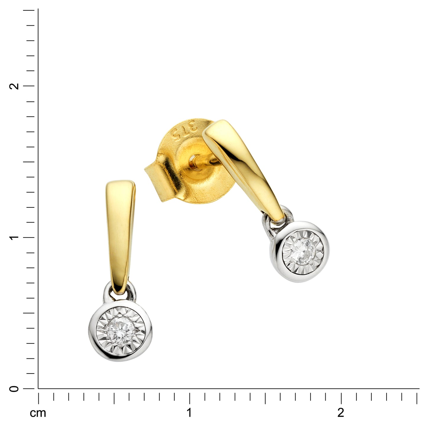 Ohrstecker 375/- Gold rhodiniert (teil) 1,2cm Brillant 0,03ct.