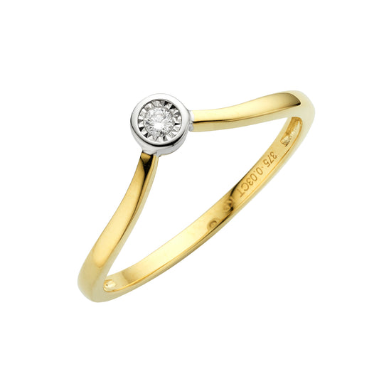 Ring 375/- Gold rhodiniert (teil) Brillant 0,03ct.