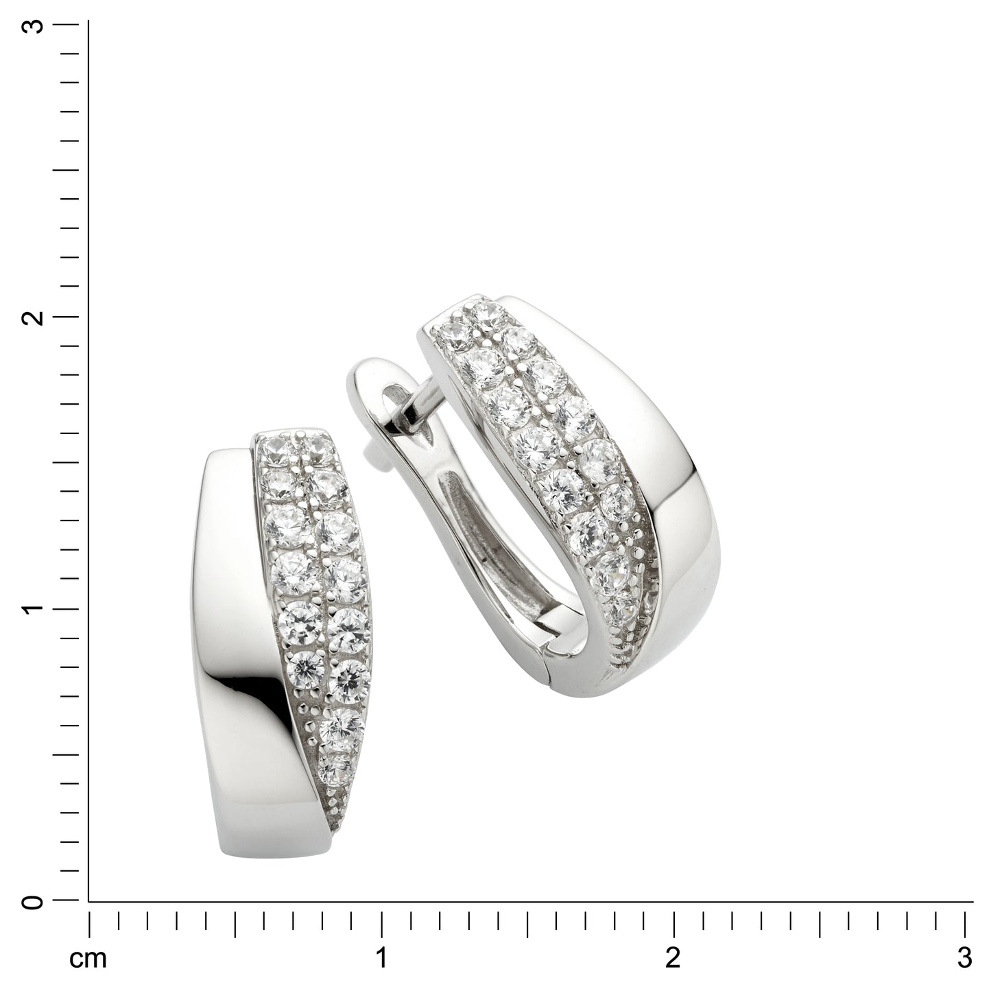 Ohrringe 925/- Sterling Silber rhodiniert 1,4cm Zirkonia