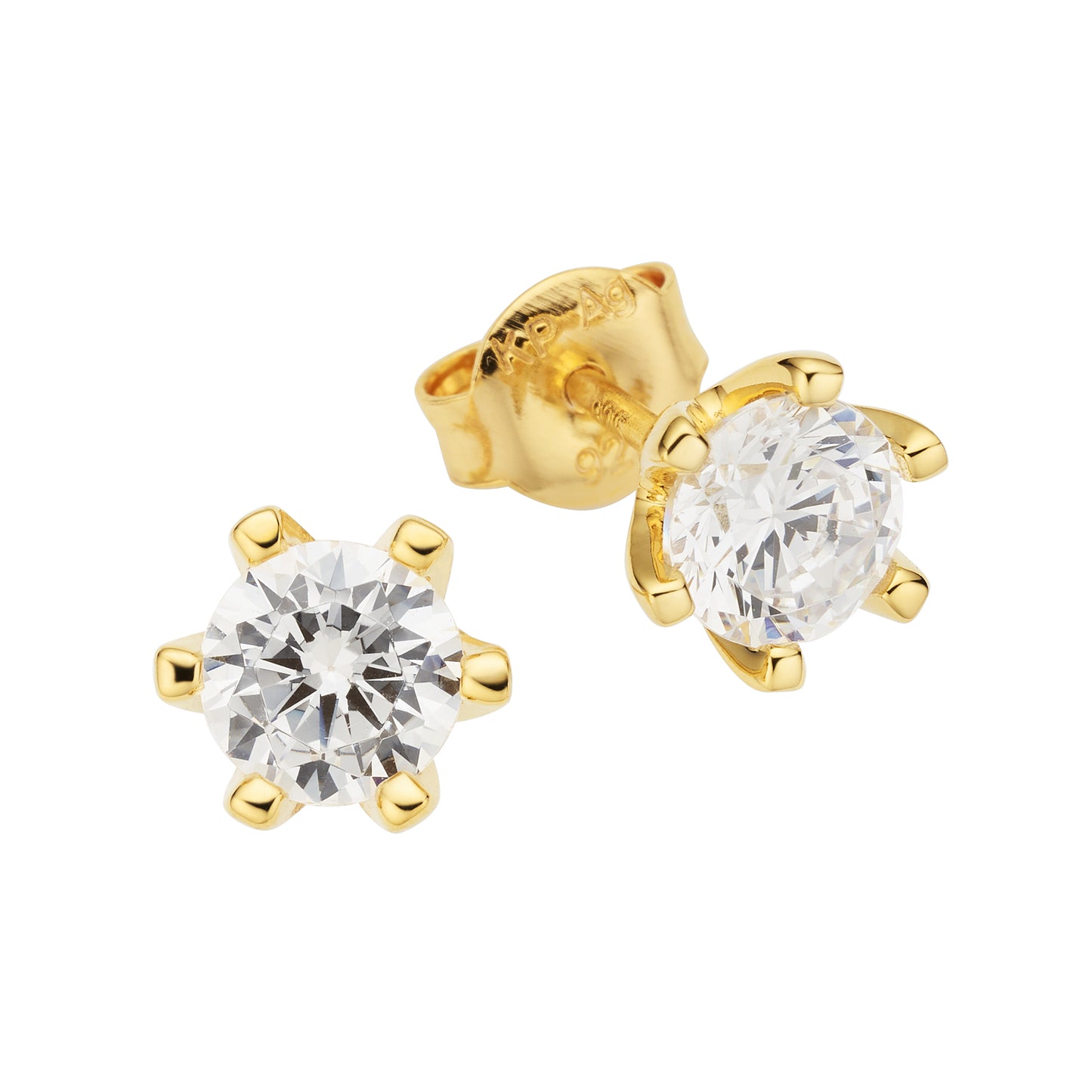 Ohrstecker 925/- Sterling Silber vergoldet 0,8cm Zirkonia