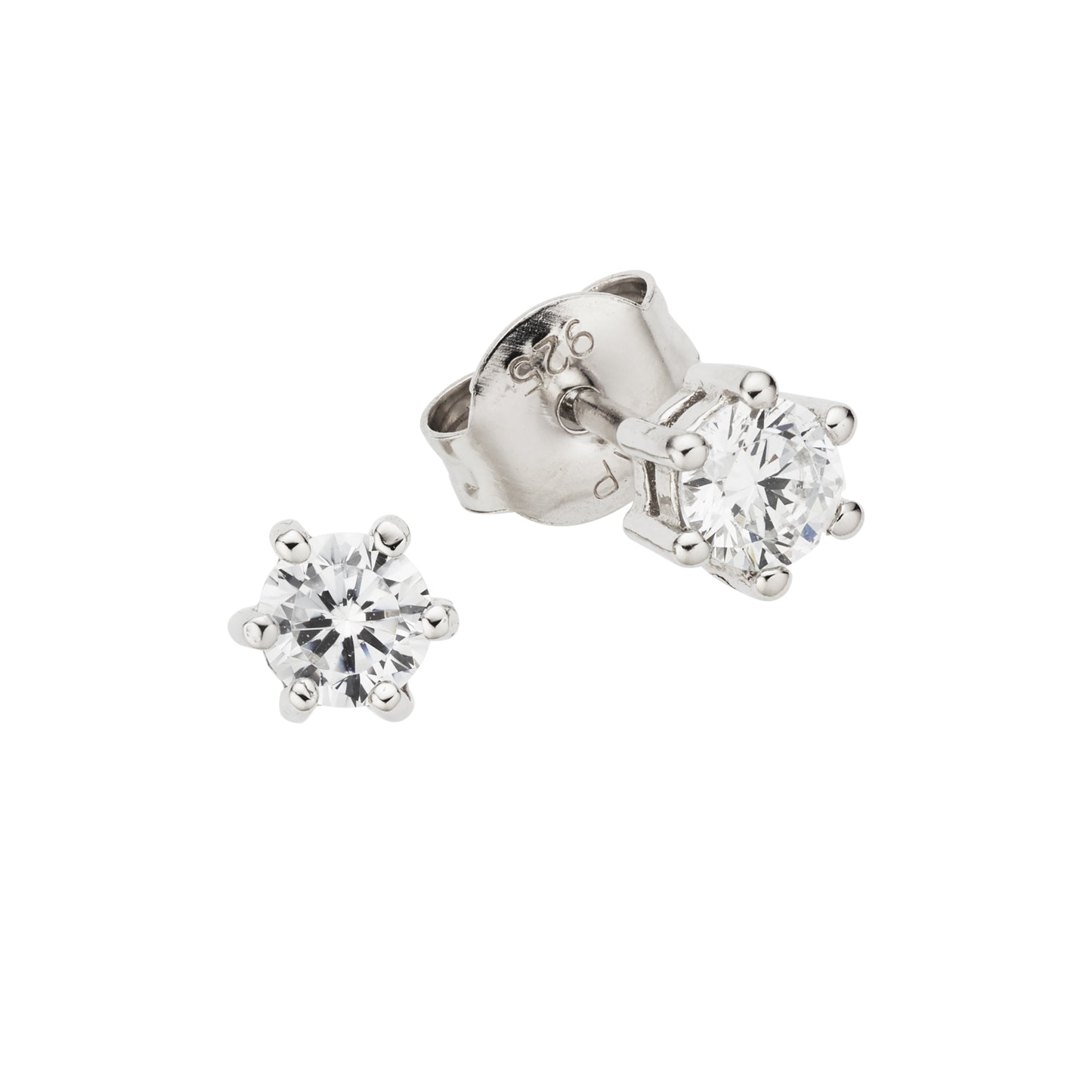 Ohrringe 925/- Sterling Silber rhodiniert 0,5cm Zirkonia