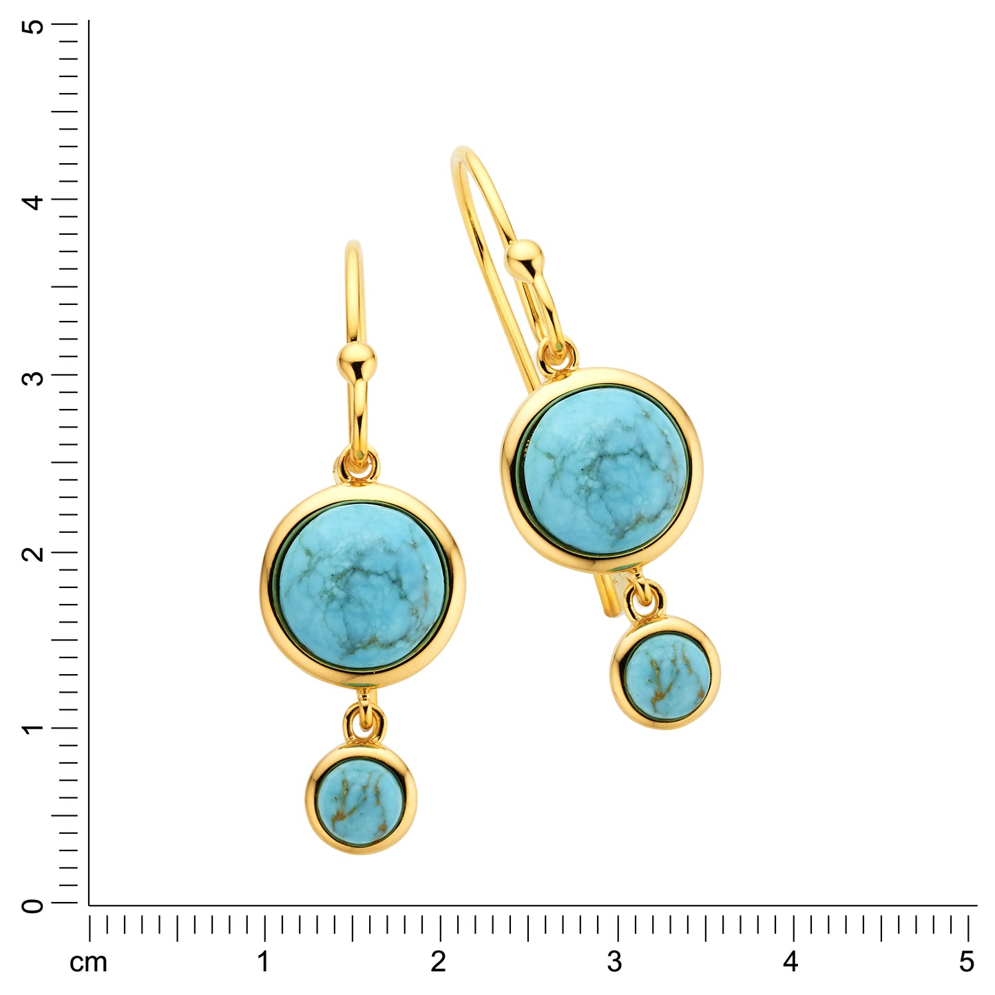 Ohrringe 925/- Sterling Silber vergoldet 3,0cm Türkis