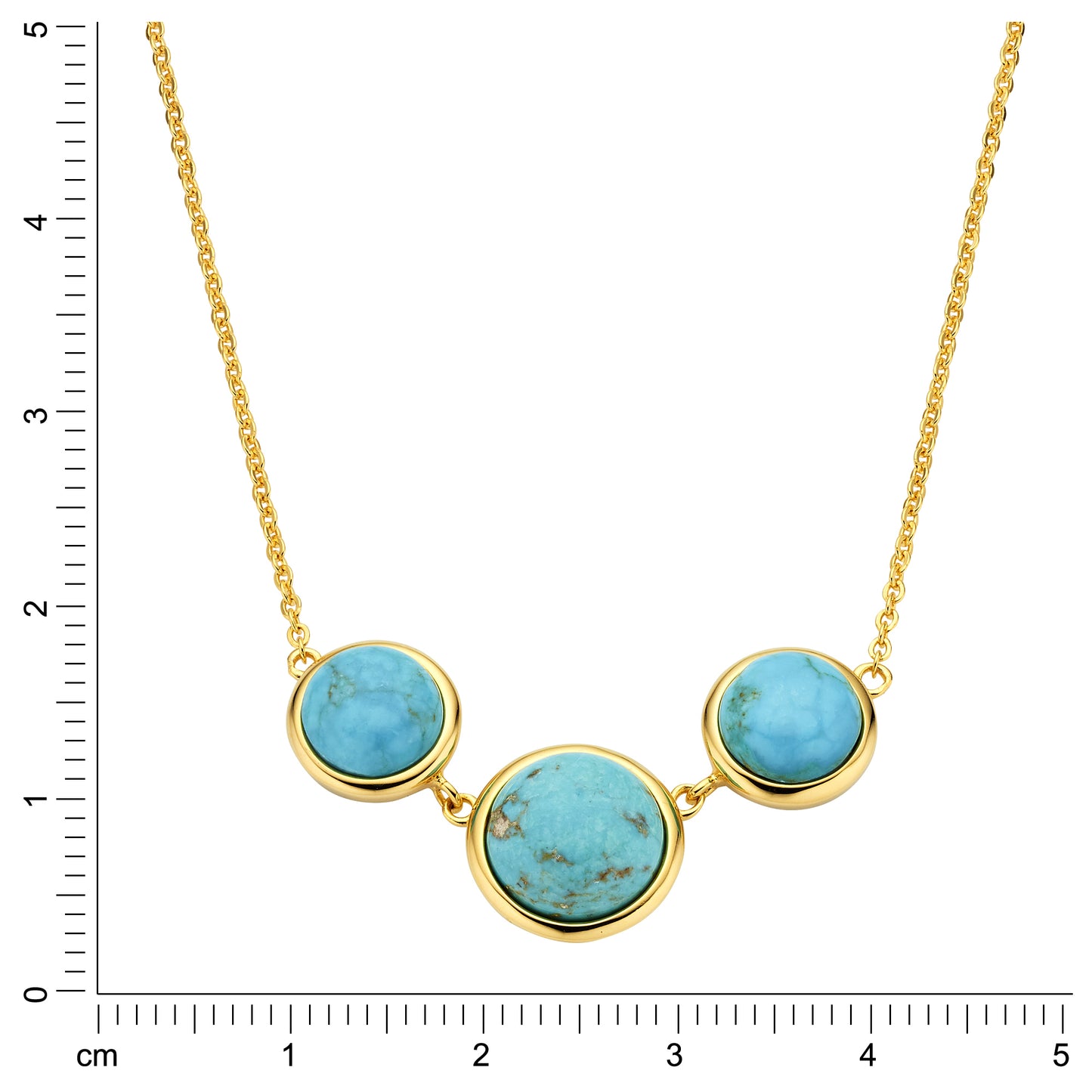 Halskette keine / nicht relevant 925/- Sterling Silber vergoldet 48,0cm rek. Türkis