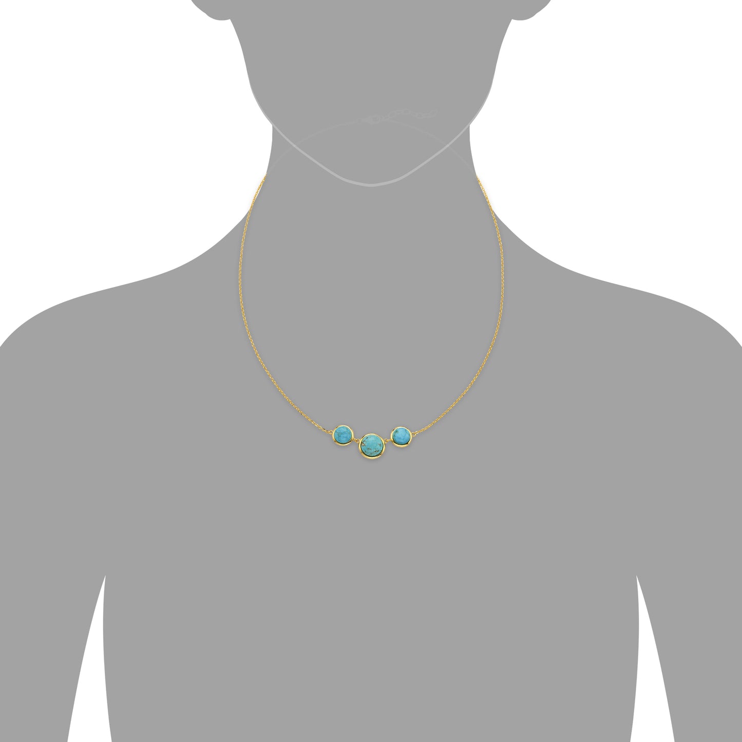 Halskette keine / nicht relevant 925/- Sterling Silber vergoldet 48,0cm rek. Türkis