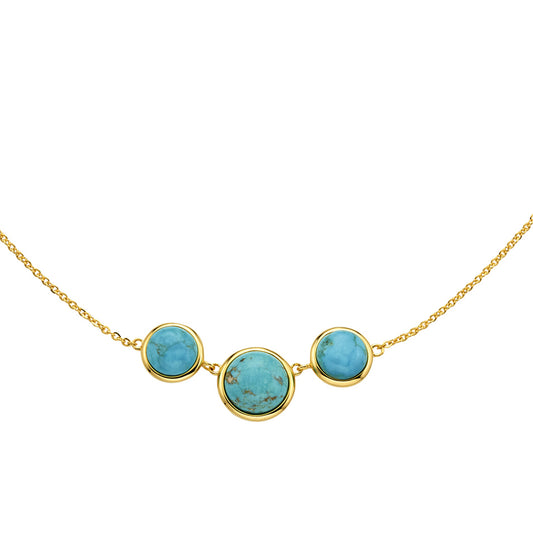 Halskette keine / nicht relevant 925/- Sterling Silber vergoldet 48,0cm rek. Türkis