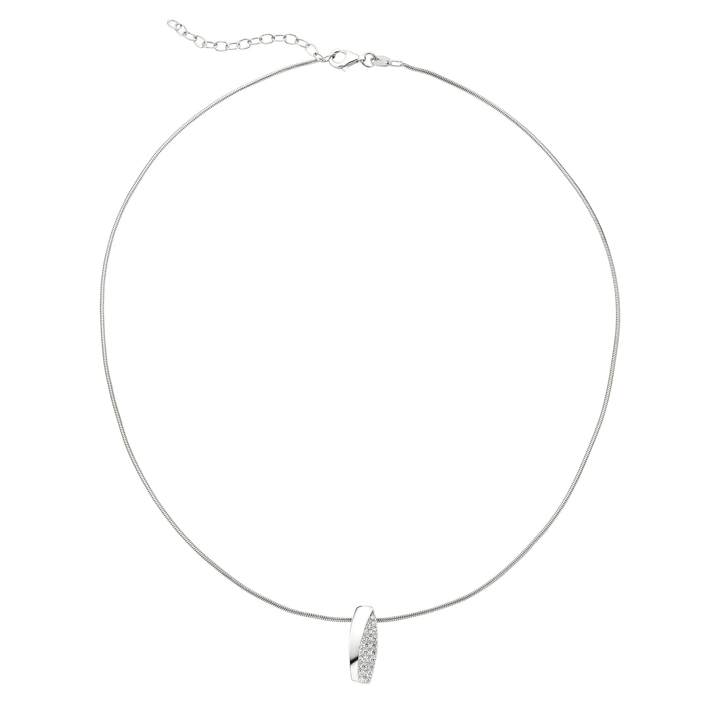 Halskette Schlangenkette 925/- Sterling Silber rhodiniert 47,0cm Zirkonia