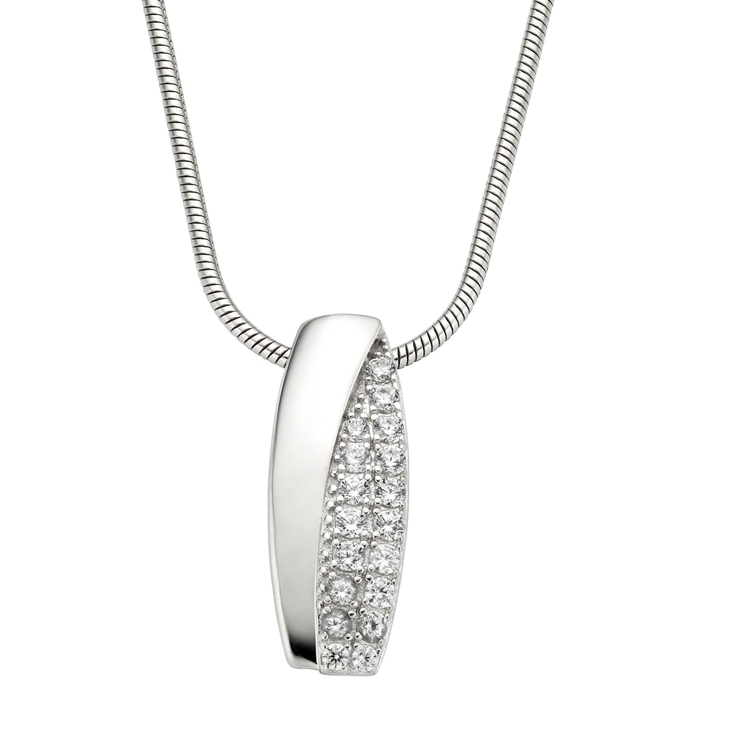 Halskette Schlangenkette 925/- Sterling Silber rhodiniert 47,0cm Zirkonia
