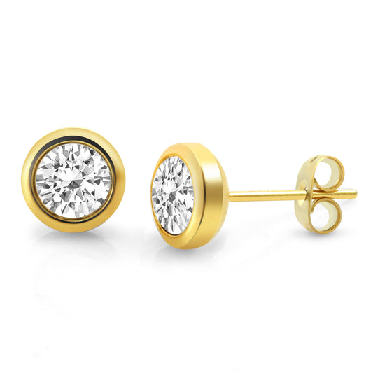 Ohrstecker Edelstahl vergoldet 0,7cm Zirkonia