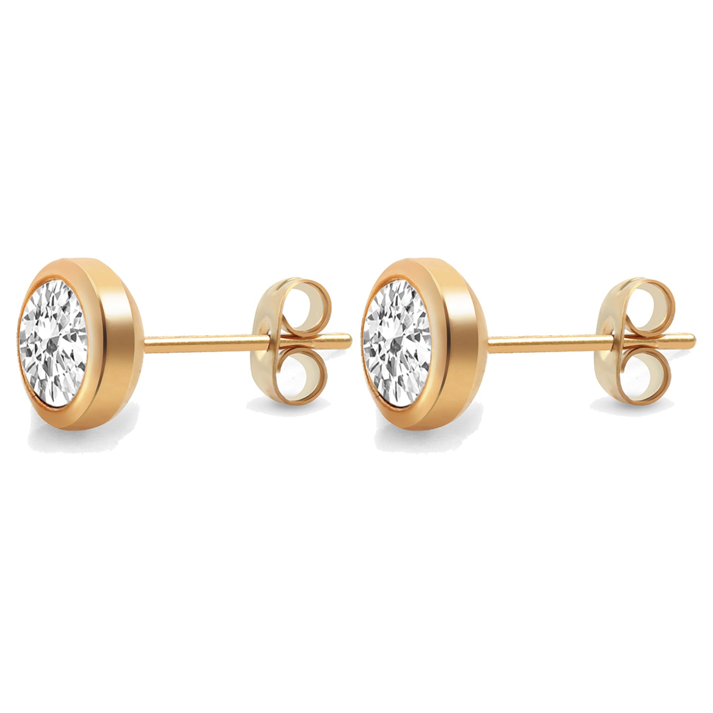 Ohrringe Edelstahl rotvergoldet 0,7cm Zirkonia