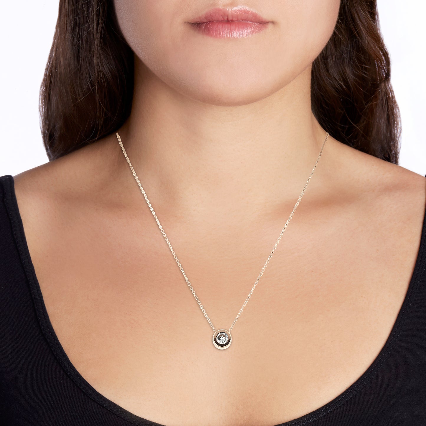 Halskette Ankerkette Edelstahl 40cm Zirkonia