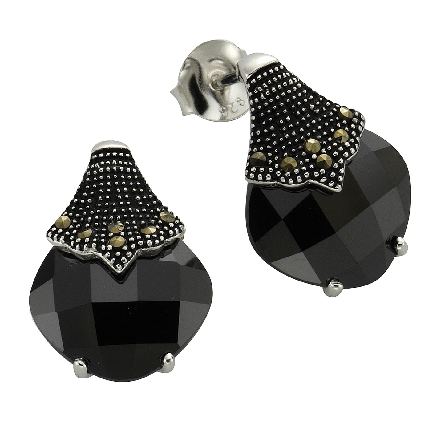 Ohrstecker 925/- Sterling Silber rhodiniert 1,7 cm Achat