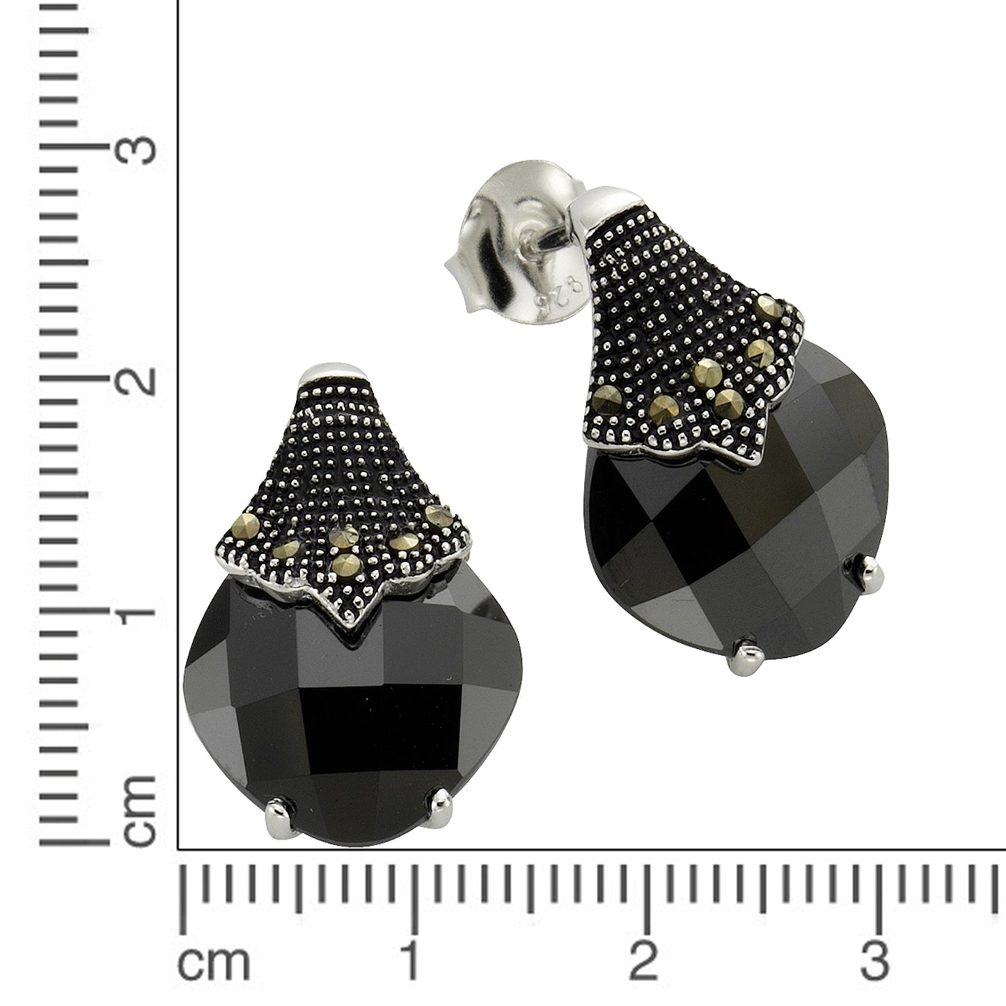 Ohrstecker 925/- Sterling Silber rhodiniert 1,7 cm Achat