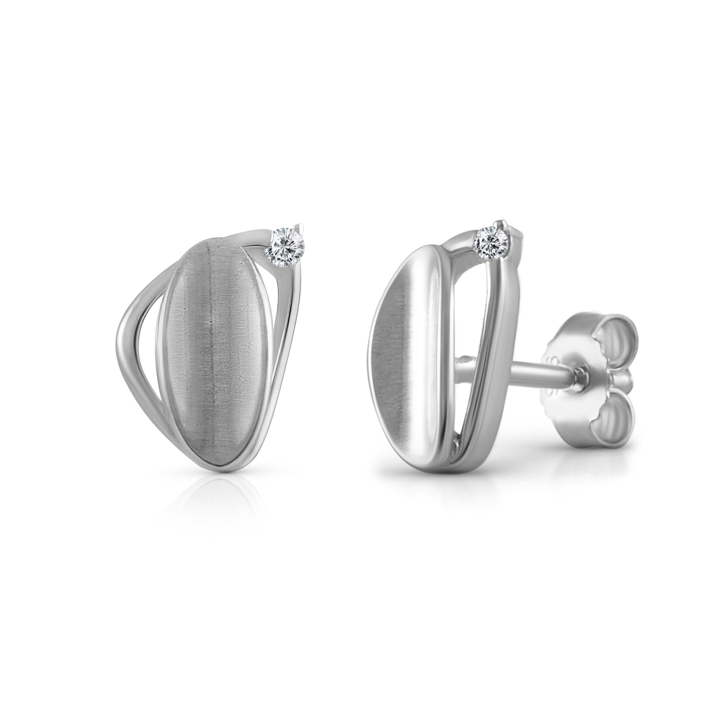 Ohrstecker 925/- Sterling Silber rhodiniert 1,0cm Zirkonia