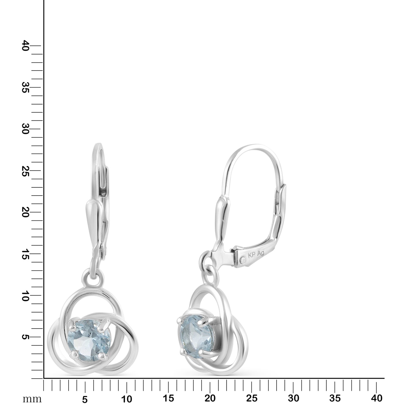 Ohrhänger 925/- Sterling Silber rhodiniert 2,8cm Blautopas beh.