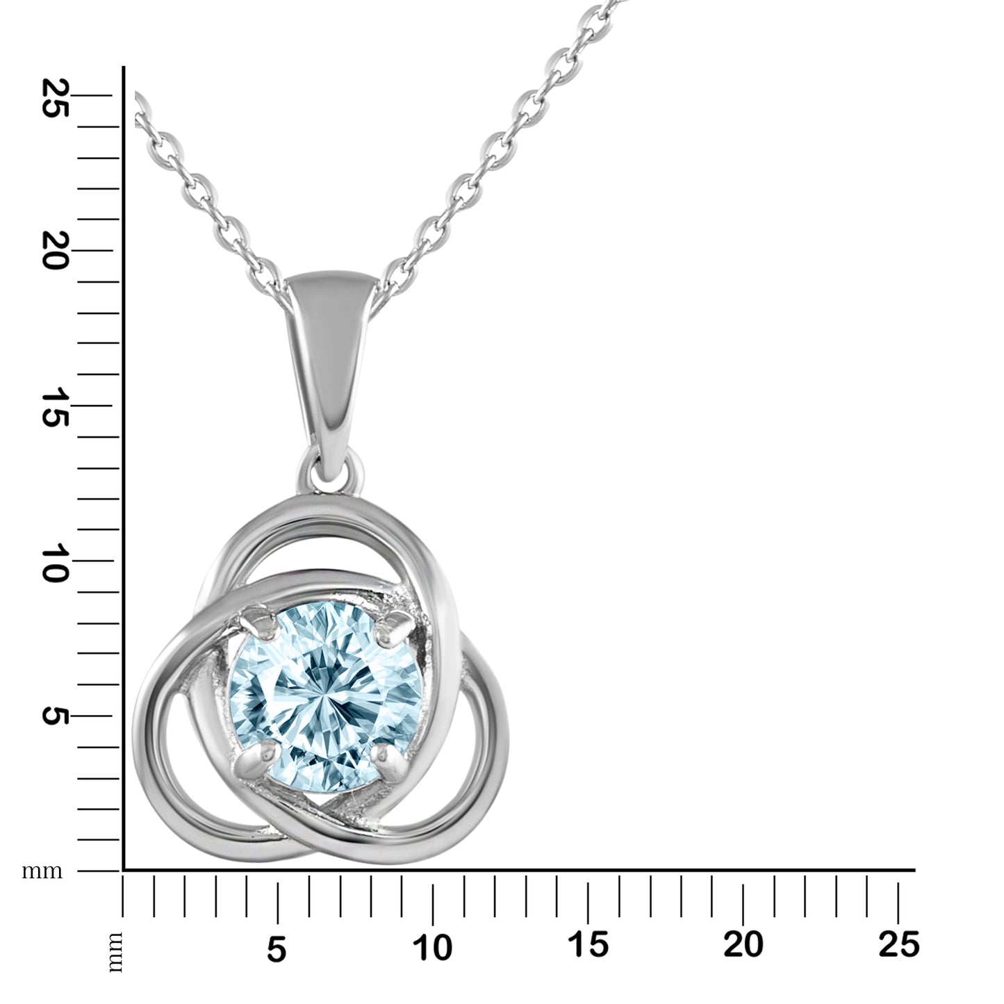 Anhänger mit Kette 925/- Sterling Silber rhodiniert 47,0cm Blautopas beh.