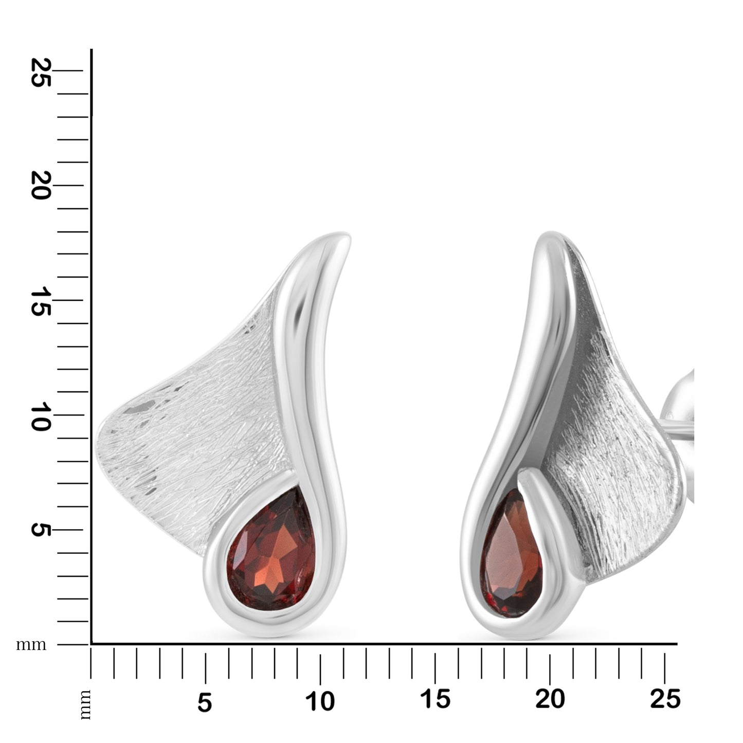 Ohrstecker 925/- Sterling Silber rhodiniert 1,8cm Granat