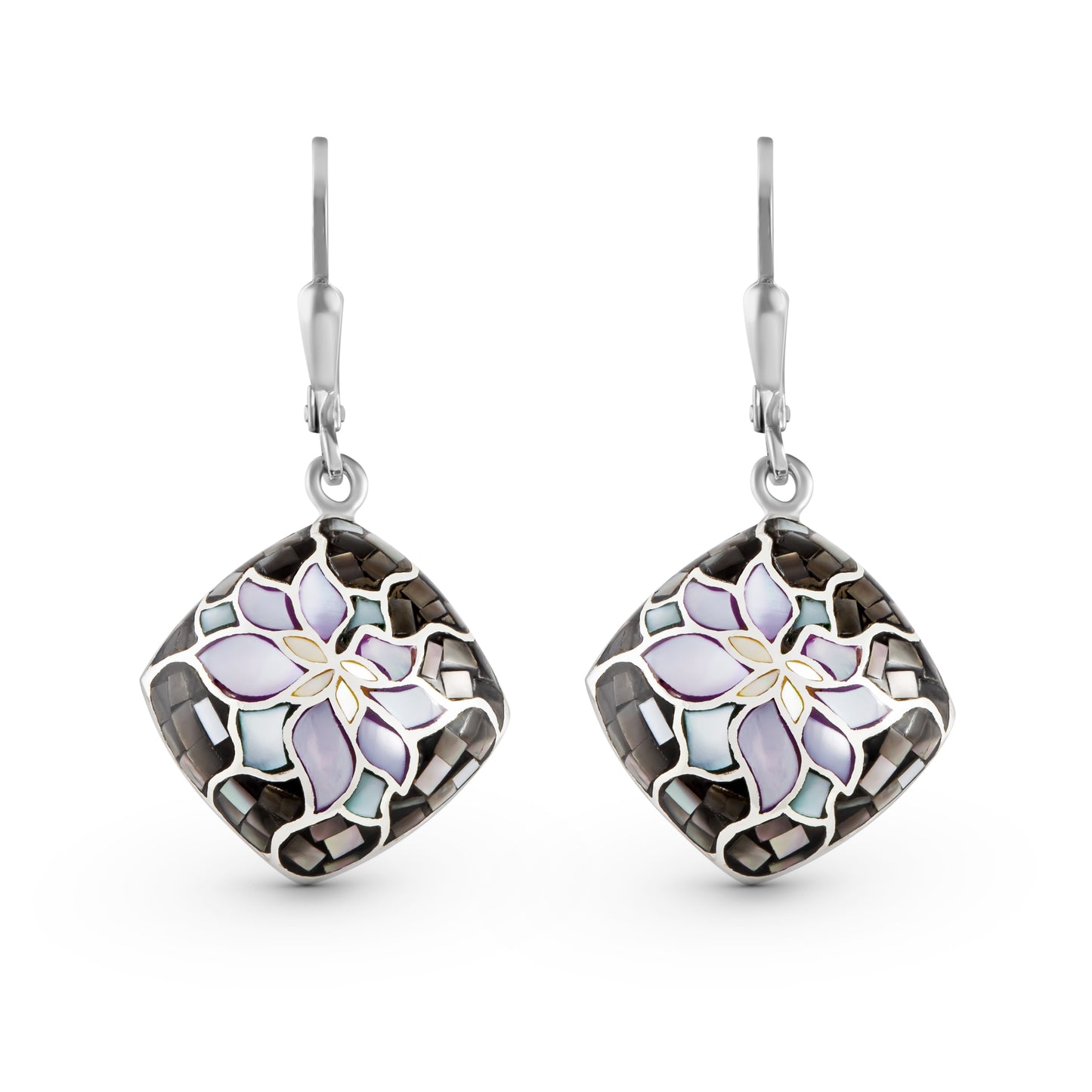 Ohrhänger 925/- Sterling Silber rhodiniert 4,0cm Perlmutt