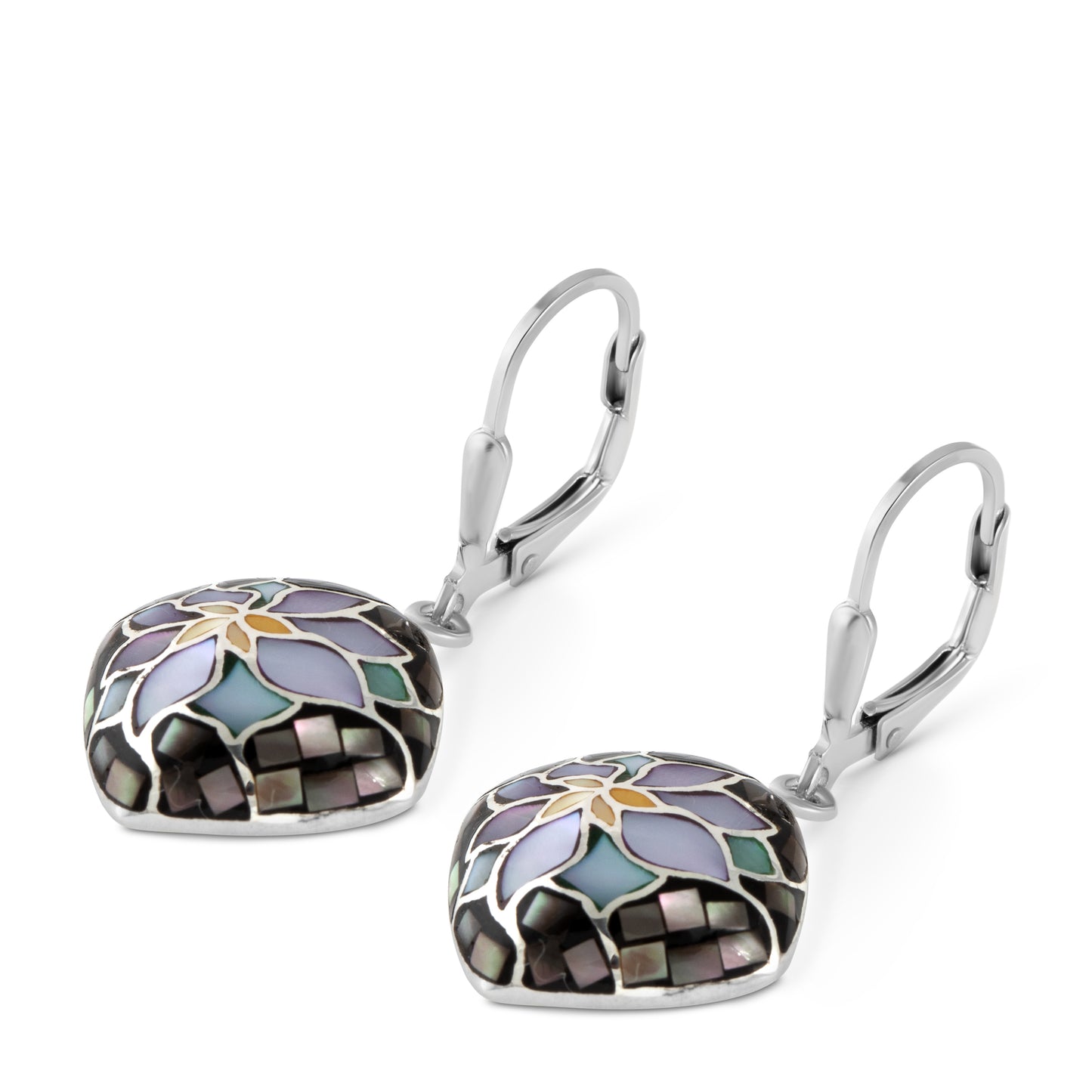 Ohrhänger 925/- Sterling Silber rhodiniert 4,0cm Perlmutt