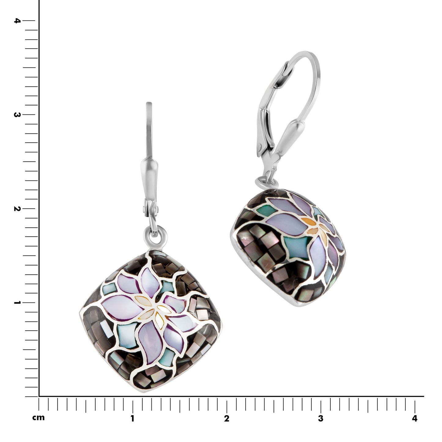 Ohrhänger 925/- Sterling Silber rhodiniert 4,0cm Perlmutt