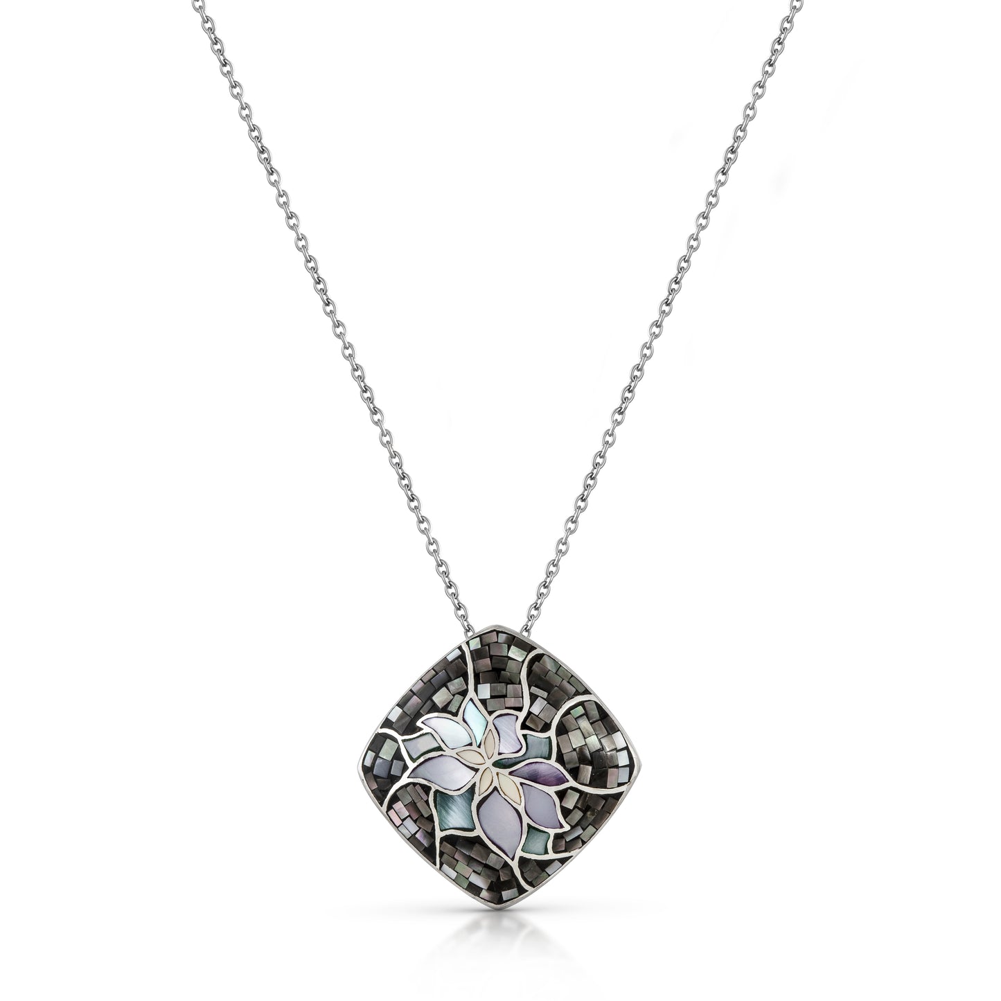 Anhänger mit Kette 925/- Sterling Silber rhodiniert 47,0cm Perlmutt