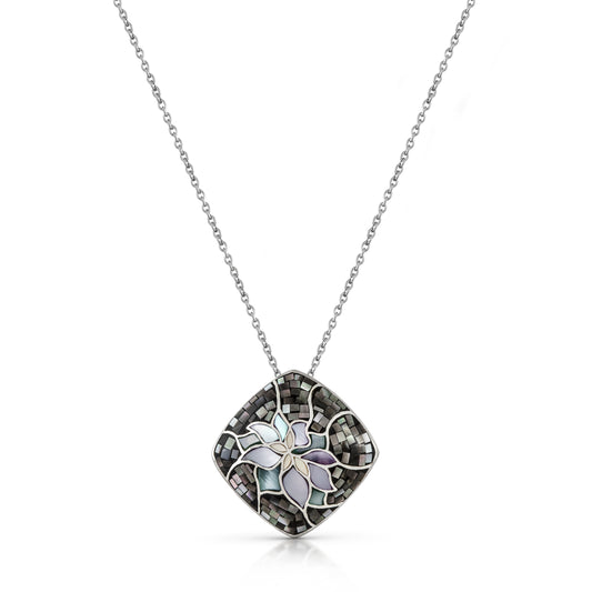 Anhänger mit Kette 925/- Sterling Silber rhodiniert 47,0cm Perlmutt