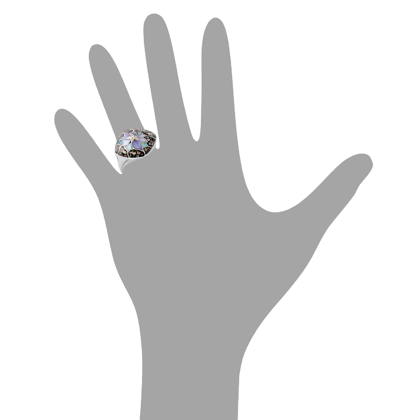 Ring 925/- Sterling Silber rhodiniert Perlmutt