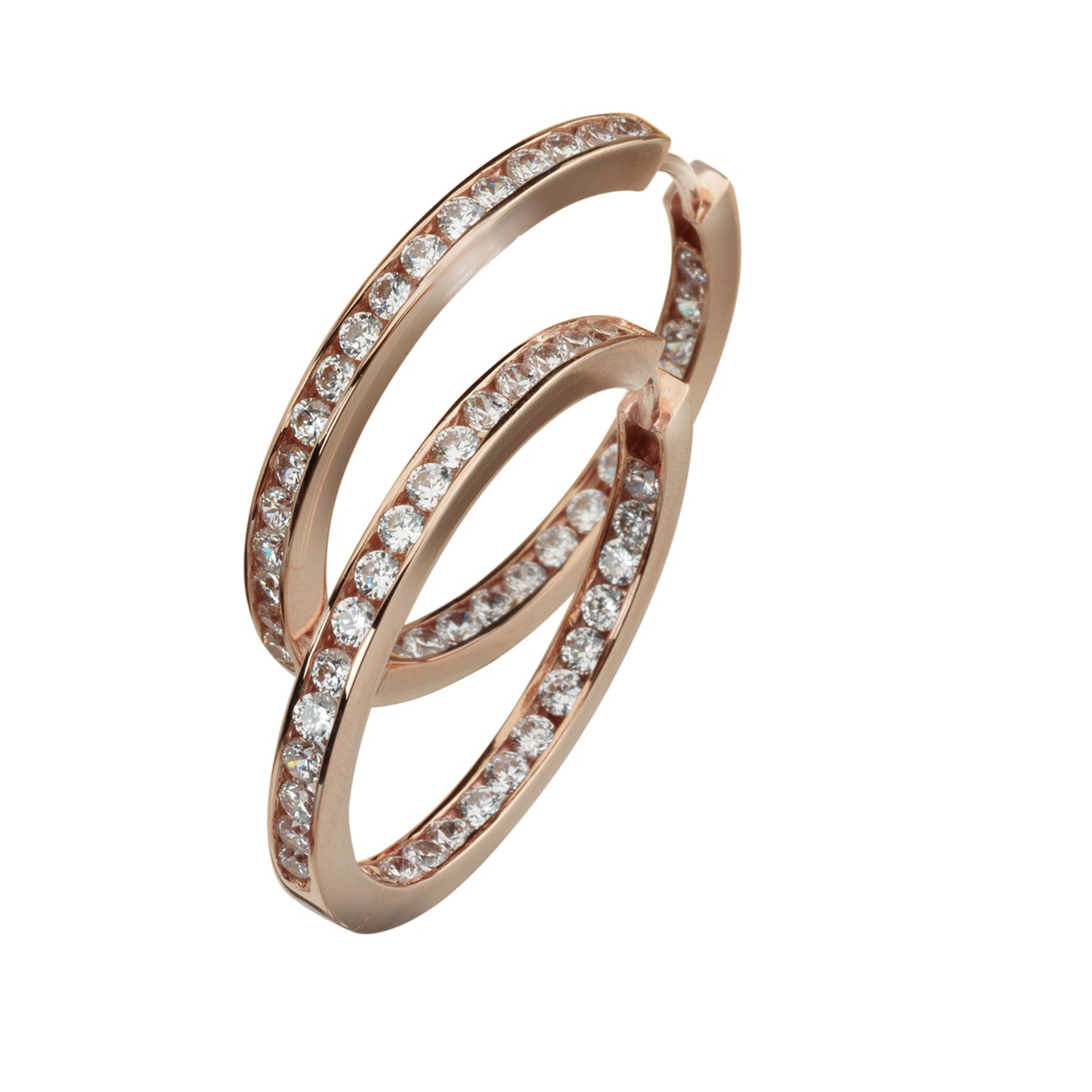 Ohrring 925/- Sterling Silber rotvergoldet 3,2cm Zirkonia