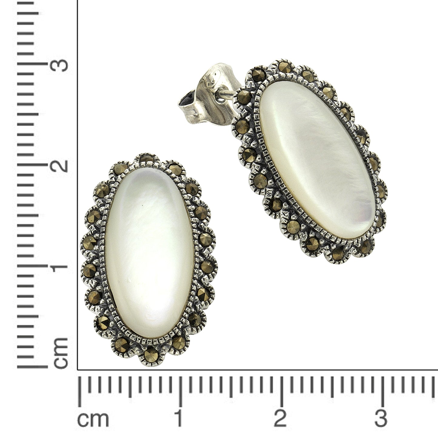 Ohrringe 925/- Sterling Silber oxydiert 2,0cm Markasit