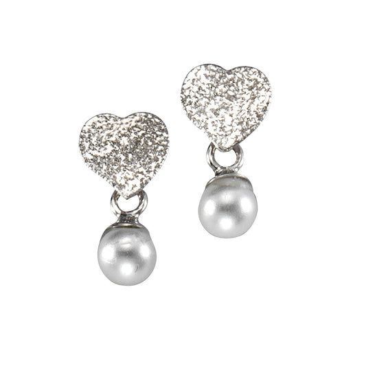 Ohrstecker 925/- Sterling Silber rhodiniert 1,5cm Imitationsperle