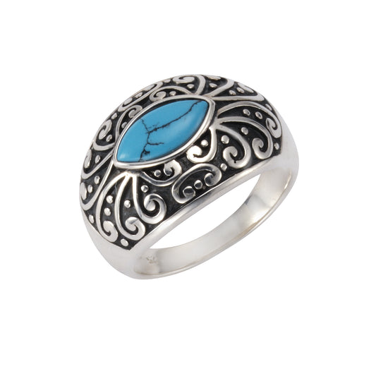 Ring 925/- Sterling Silber oxidiert Türkis