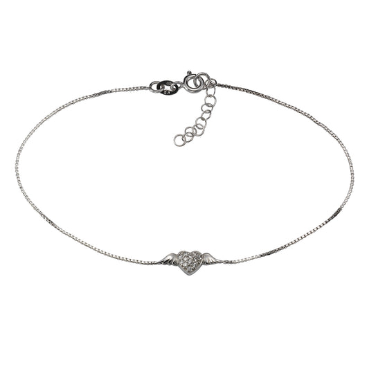 Fußkette Venezianerkette 925/- Sterling Silber rhodiniert 25,0cm Zirkonia