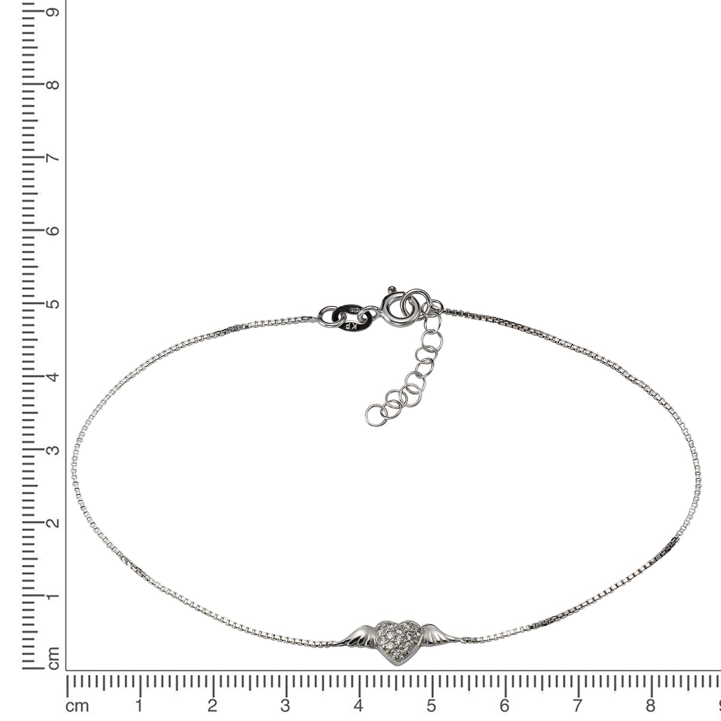 Fußkette Venezianerkette 925/- Sterling Silber rhodiniert 25,0cm Zirkonia