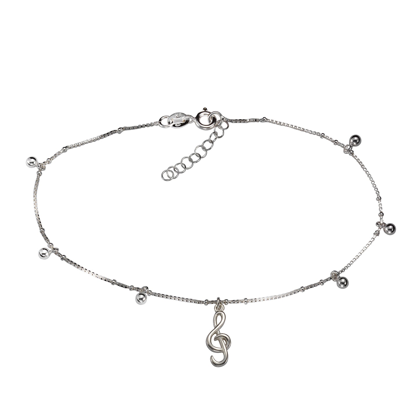 Fußkette Venezianerkette 925/- Sterling Silber rhodiniert 25,0cm ohne