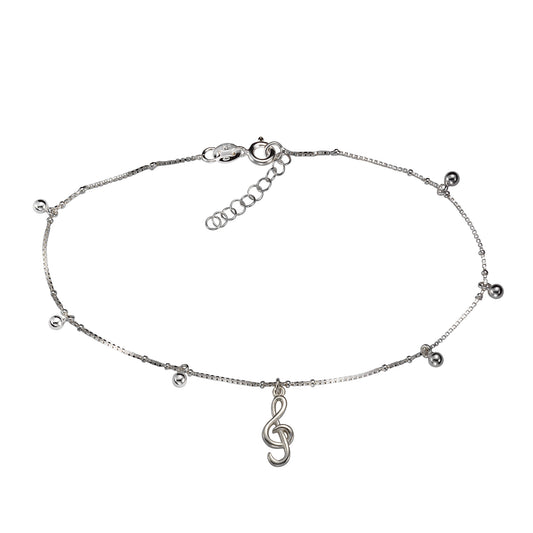 Fußkette Venezianerkette 925/- Sterling Silber rhodiniert 25,0cm ohne