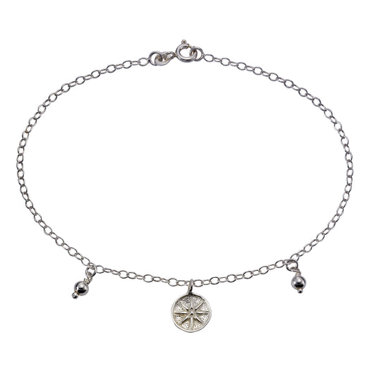 Fußkette Ankerkette 925/- Sterling Silber rhodiniert 24cm ohne