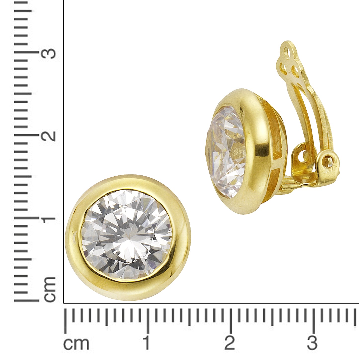 Ohrclip 925/- Sterling Silber vergoldet 1,5cm Zirkonia 18,32ct.