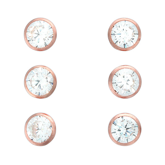 Ohrstecker 925/- Sterling Silber rotvergoldet 1,2cm Zirkonia