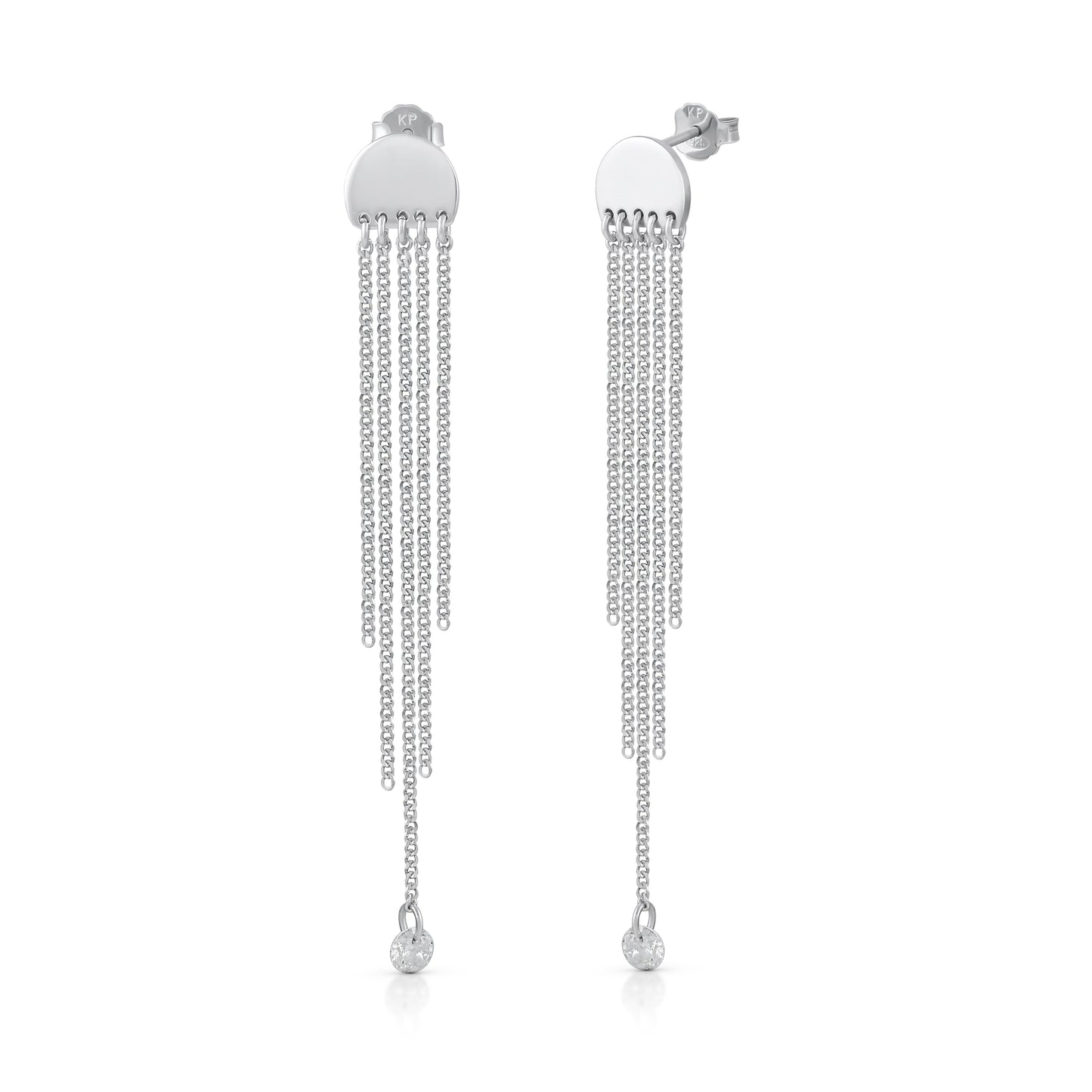 Ohrringe 925/- Sterling Silber rhodiniert 7,0cm Zirkonia