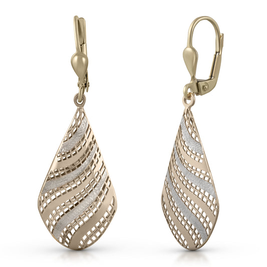 Ohrhänger 333/- Gold rhodiniert (teil) 4,1cm ohne