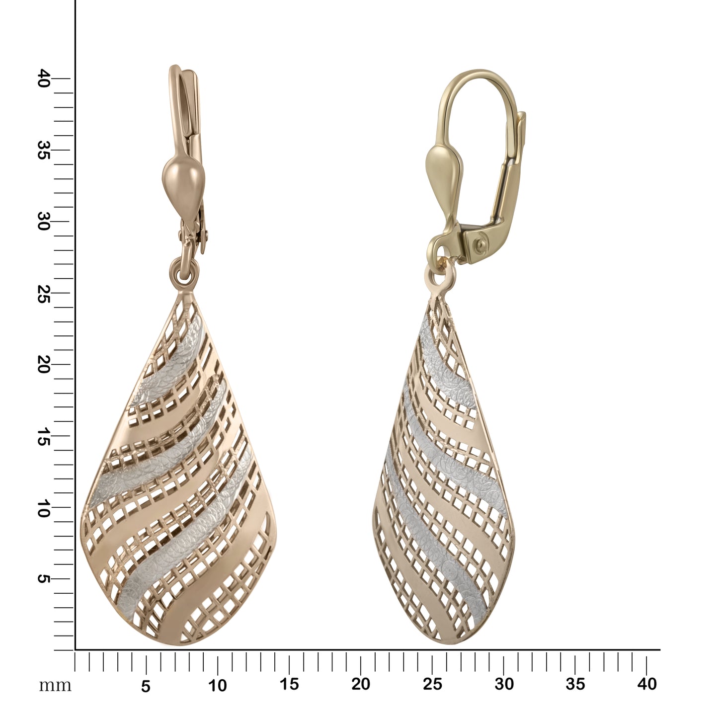 Ohrhänger 333/- Gold rhodiniert (teil) 4,1cm ohne