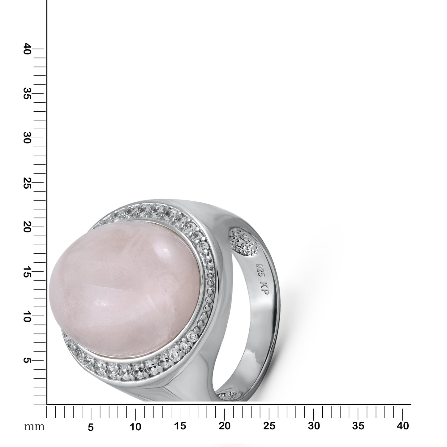 Ring 925/- Sterling Silber rhodiniert Rosenquarz